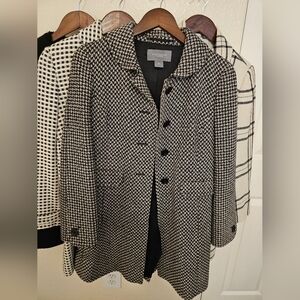 Ann Taylor Black Ivory Tan Jacket 8 Petite 8P Like New